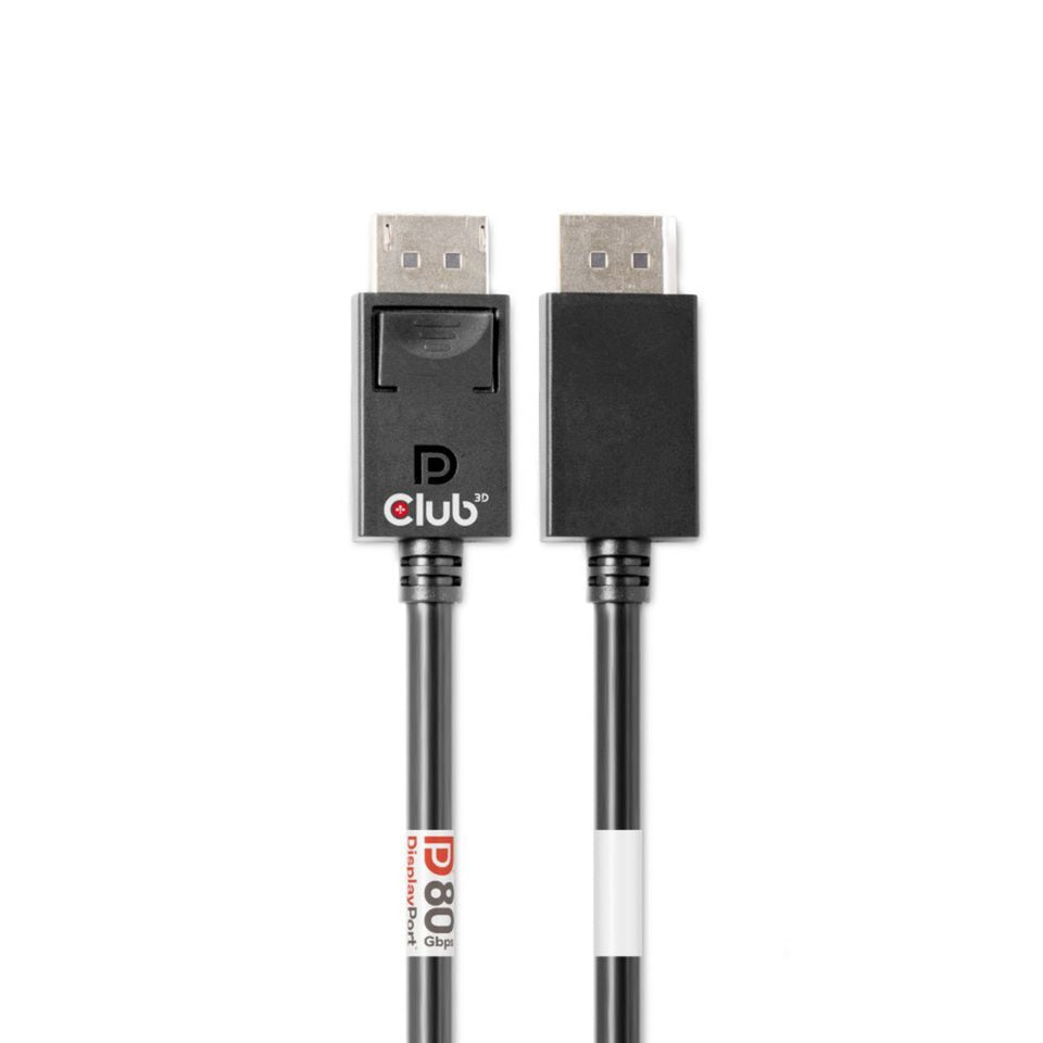 Kabel z certyfikatem Club 3D DisplayPort 2.1 Vesa DP80 męsko-męski (czarny, 1,6 m, 8K 240 Hz, 10 K 60 Hz, 80 Gb/s)