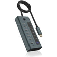 Icy box 7-portowy koncentrator USB-C 3.2 gen 2 (niebiesko-szary)