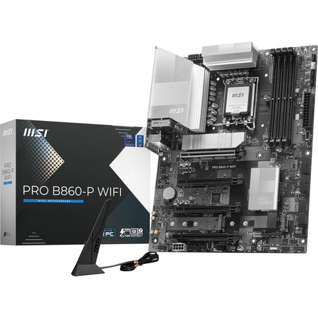 Płyta główna MSI Pro B860-P WiFi Socket 1851 (srebrna, RAID, 5 GB-LAN, WiFi 7, BT, dźwięk, ATX)