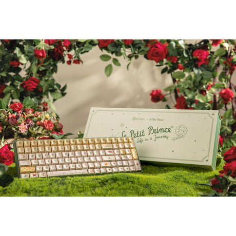 Mechaniczna klawiatura do gier Iqunix F97 Floral Date RGB (zielona, układ USA (QWERTY), Gateron Red, 96%, diody RGB, możliwość wymiany podczas pracy, pbt, 2,4 GHz | bluetooth 5.1 | USB-C)