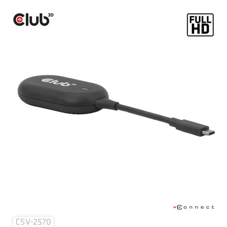 Bezprzewodowy adapter nadajnika i odbiornika Club 3D z USB-C na HDMI (czarny)