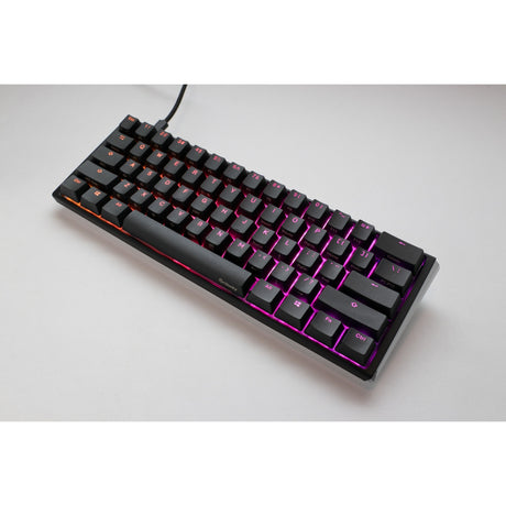 Ducky one 3 klasyczna klawiatura mechaniczna mini rgb (czarna, układ amerykański (qwerty), wiśnia mx cicha czerwień, 60%, dioda rgb, podwójny strzał pbt, możliwość wymiany podczas pracy, mechanika szarlatana)