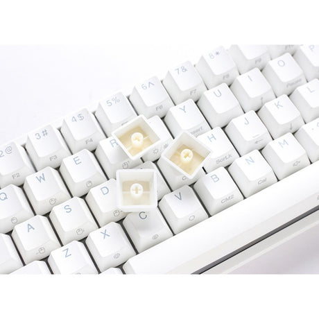 Ducky one 2 pro mini biała klasyczna mechaniczna klawiatura do gier rgb (biała, układ amerykański (qwerty), wiśnia mx czerwona, 60%, dioda rgb, podwójny strzał pbt, mechanika szarlatana)
