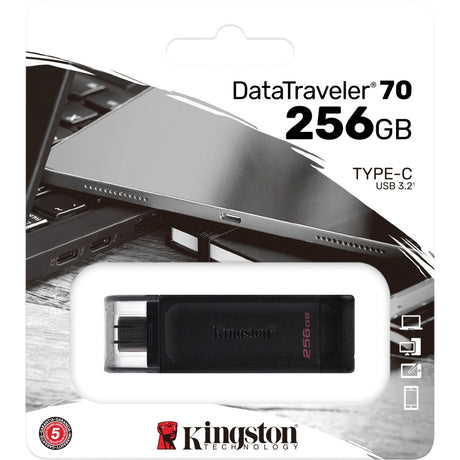 Pendrive Kingston Data Traveler 70 256 GB (czarny, DT70 256 GB, USB-C 3.2 gen 1)