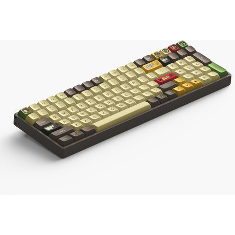 Bezprzewodowa klawiatura mechaniczna Iqunix f97 happy ape (brązowa, układ amerykański (qwerty), gateron brązowy, 96%, diody rgb, możliwość wymiany podczas pracy, pbt, 2,4 GHz | bluetooth 5.1 | usb-c)