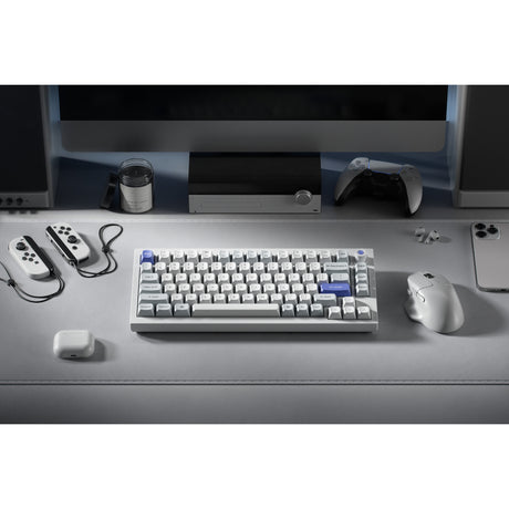 Keychron q1 he 8k klawiatura z przełącznikiem magnetycznym (biała, układ amerykański (qwerty), ultraszybka limonka, 75%, rgb, hot swap, 8k)