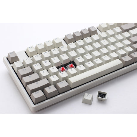Klawiatura mechaniczna Ducky Origin vintage (szara, układ amerykański (qwerty), wiśniowy mx brązowy, 100%, hot swap, podwójne klawisze pbt)