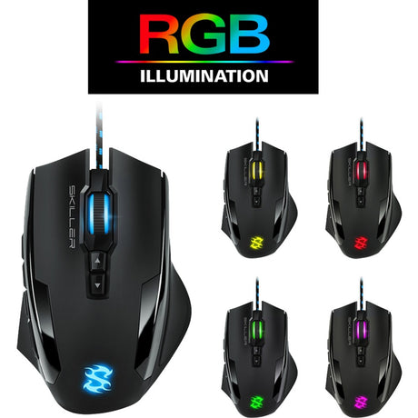 Mysz do gier Sharkoon Skiller sgm1 rgb (czarna, 10800 dpi, diody rgb)