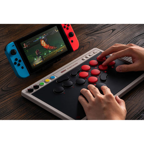 Kontroler 8bitdo Arcade (szary czerwony, 2,4 GHz Bluetooth USB, Nintendo Switch 1 + 2, PC)