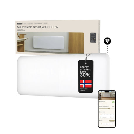 Grzejnik panelowy Wi-Fi ze stali młynowej pa1300wifi4, konwektor 1300 W (biały, Wi-Fi 2,4 GHz (WiFi 6), Bluetooth 5.2, Zigbee 3.0 + aplikacja)