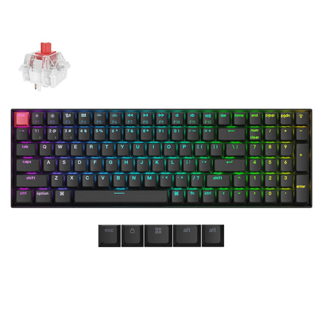 Klawiatura mechaniczna Keychron k4x-h1 rgb (czarna, układ amerykański (qwerty), super czerwony, 96%, rgb, klawisze cherry double-shot pbt, hot swap, bluetooth | usb-c)
