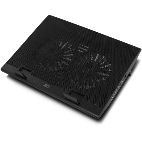 Podstawka pod laptop Act Connect, z wentylatorem, z regulacją wysokości w 2 pozycjach (czarny, 4-portowy koncentrator USB 2.0)