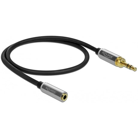 Delock kabel przedłużający z wtykiem stereo jack 3,5 mm 3-pin, męski > żeński (czarny, 0,5 metra)