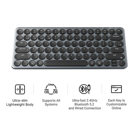 Klawiatura Keychron b3 pro-k8 (biała, układ amerykański (qwerty), przełączniki nożycowe, 75%, nasadki klawiszy abs, 2,4 GHz | bluetooth | usb)