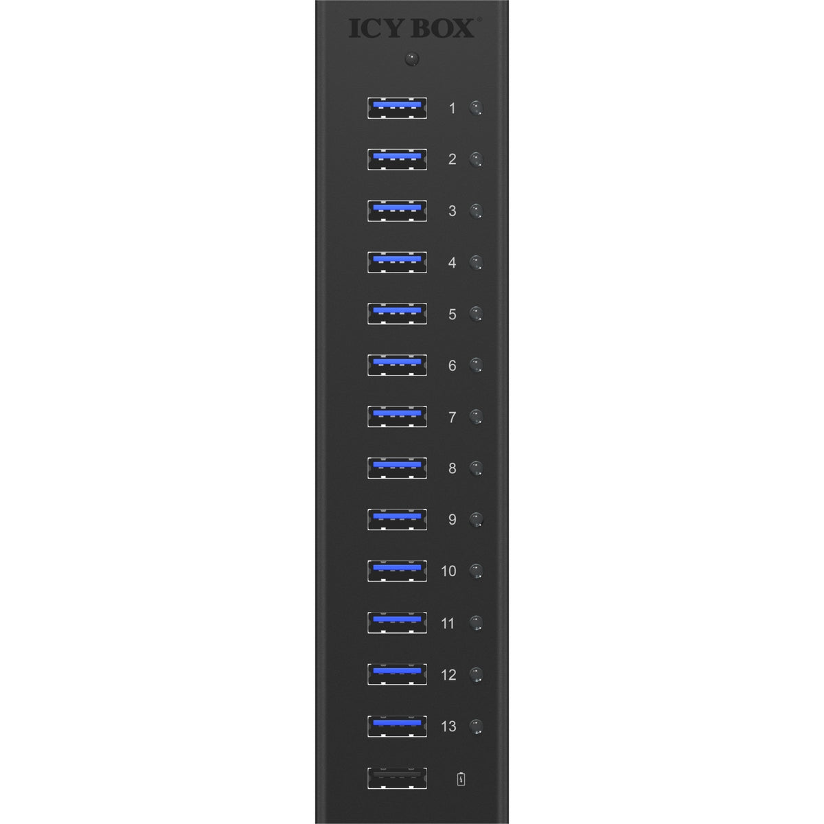 Icy box ib-ac6113 koncentrator USB (czarny, 13x USB 3.0, 1x port ładowania USB)