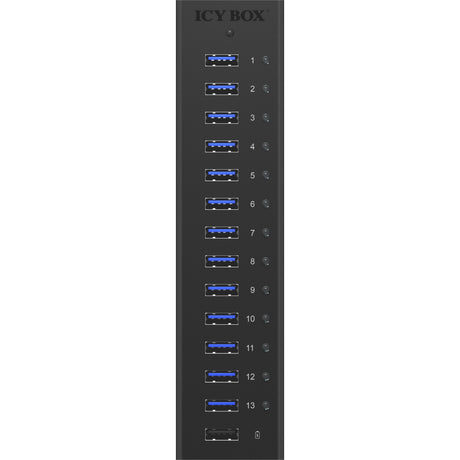 Icy box ib-ac6113 koncentrator USB (czarny, 13x USB 3.0, 1x port ładowania USB)