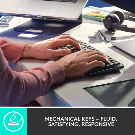 Mechaniczna mini klawiatura Logitech MX (czarna, układ międzynarodowy (QWERTY), dotykowa GL, 80% (TKL), Bluetooth)