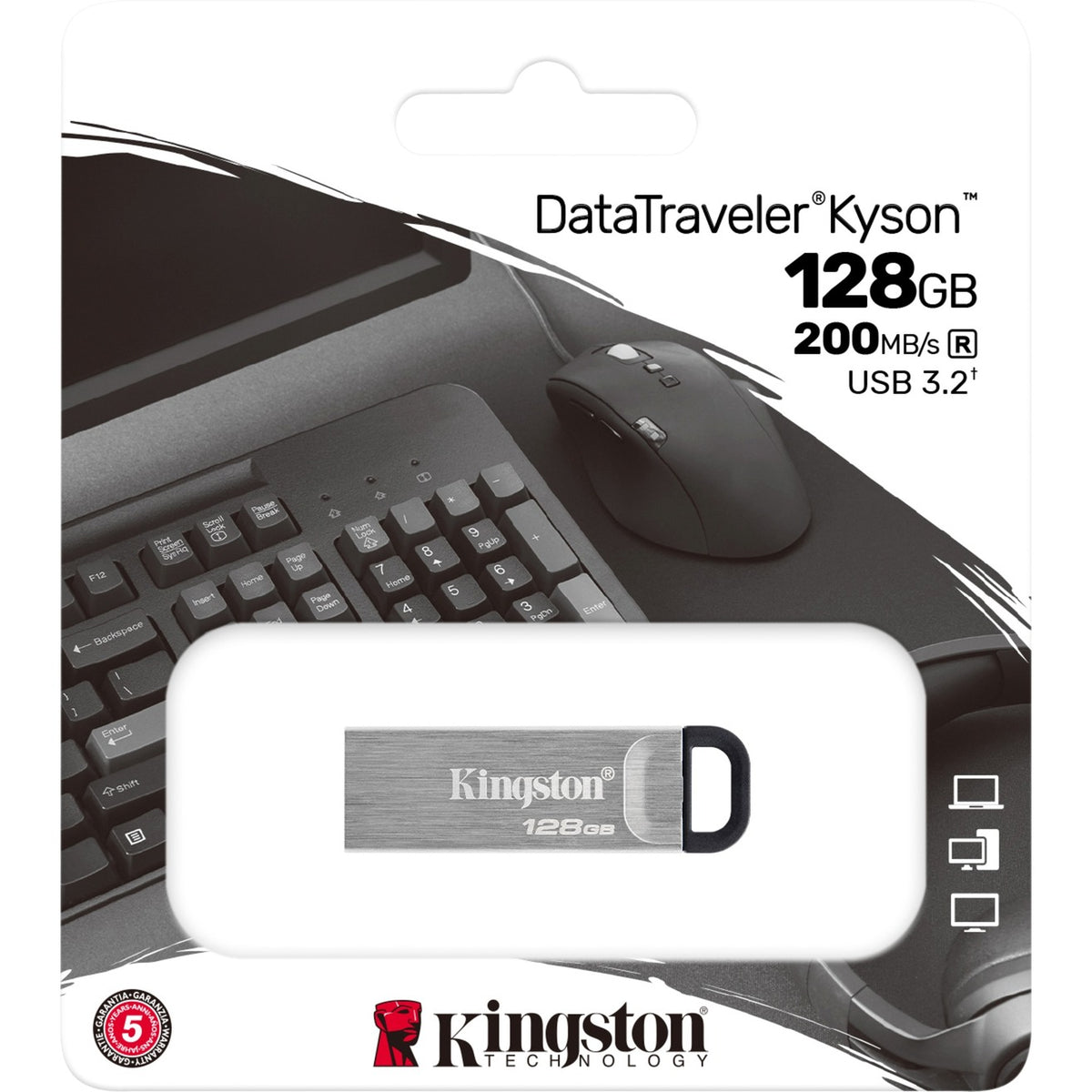 Pendrive USB Kingston Kyson 128 GB (srebrny, dtkn 128 GB)
