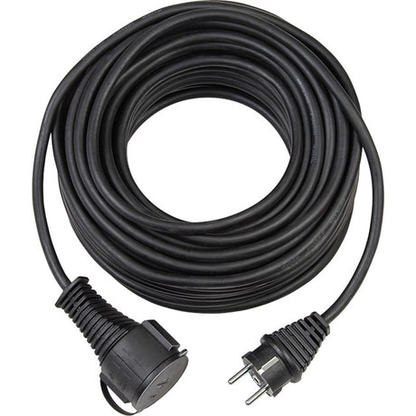 Wysokiej jakości gumowy przedłużacz Brennerstuhl (25 m, IP44, kabel zewnętrzny) w kolorze czarnym