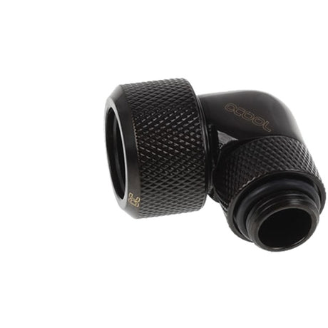 Alphacool eiszapfen 16 mm złączka zaciskowa z twardą rurką, obrotowe o 90° złącze G1 4 (czarne, radełkowane, głęboka czerń)