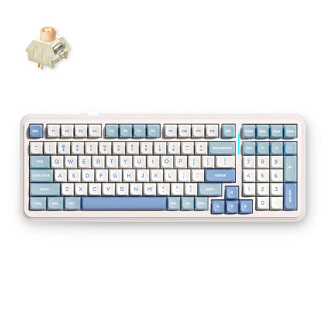Bezprzewodowa klawiatura mechaniczna Mchose K99 v2 z mocowaniem na uszczelkę (biała, układ amerykański (qwerty), kailh box icy creamsicle, 99%, rgb, nasadki klawiszy pbt, hot-swap, 2,4 GHz | bluetooth | usb-c)