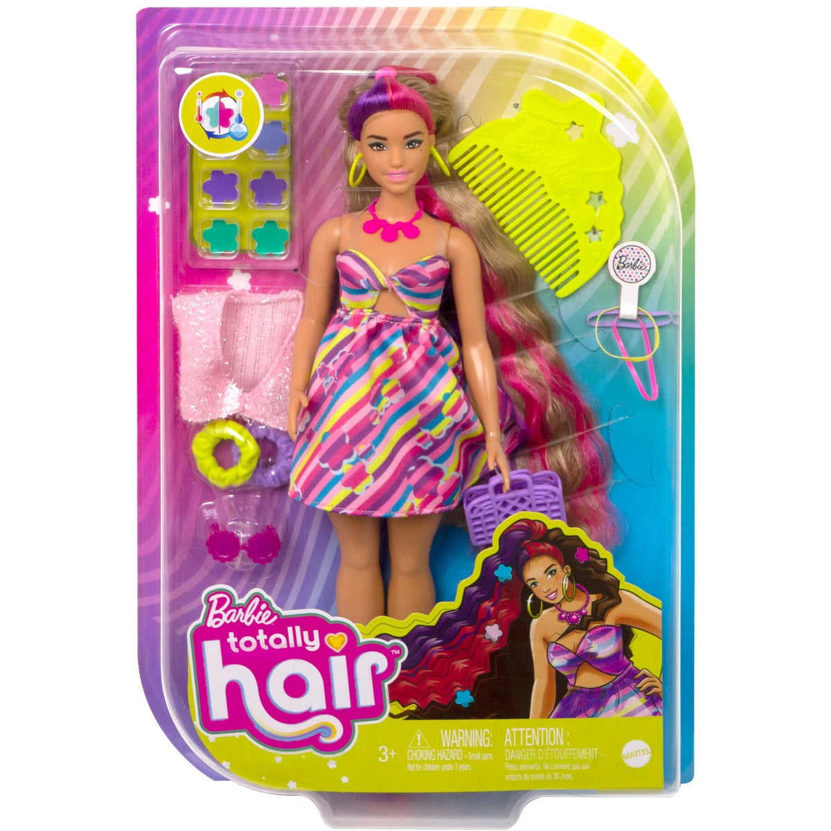 Lalka Barbie z całkowicie włosowymi włosami