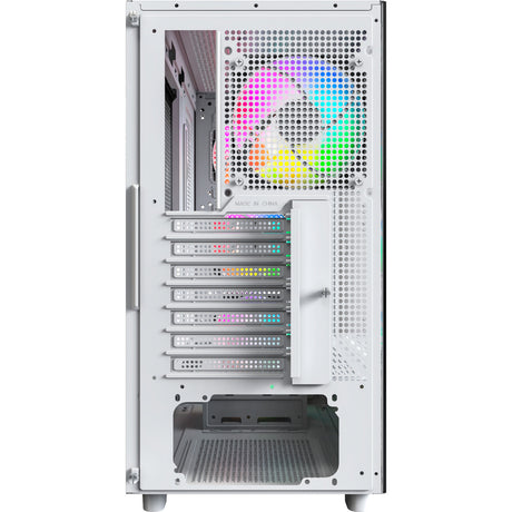 Drewniana obudowa midi tower Montech xr (biała | 1x USB-A | 1x USB-C | RGB | okno)