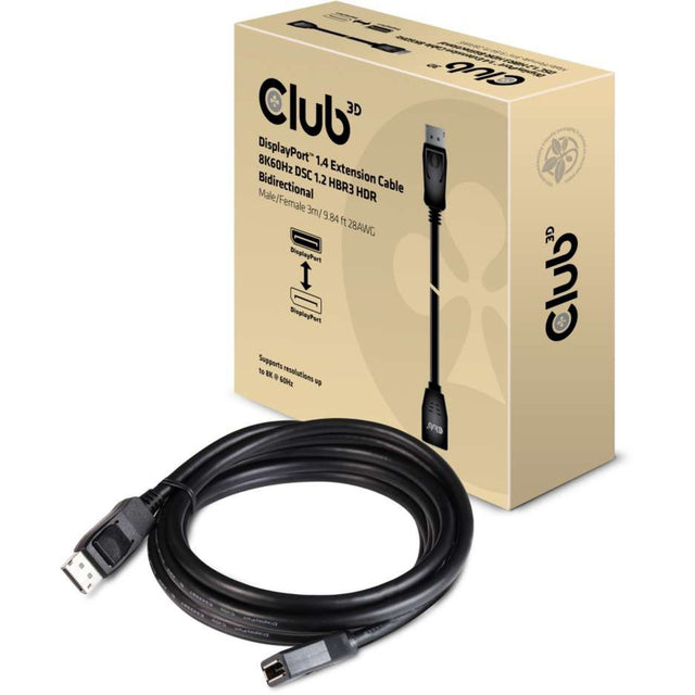 Kabel dwukierunkowy Club 3D DisplayPort 1.4 DSC 1.2 HBR3 HDR (czarny, 3 metry, 8K 60 Hz)