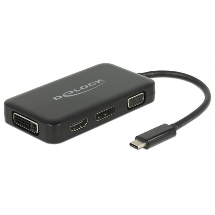Delock Adapter USB-C > VGA HDMI DVI Display Port (czarny, 0,15 m)