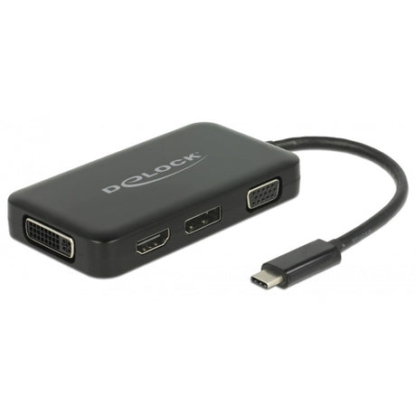 Delock Adapter USB-C > VGA HDMI DVI Display Port (czarny, 0,15 m)