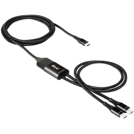 Kabel ładujący Club 3D USB Type-C, Y na 2x kabel rozdzielający USB Type-C (czarny, 1,83 m, maks. 100 W)