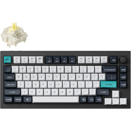Klawiatura mechaniczna Keychron Q1 Max-M4 RGB (czarna, układ US (QWERTY), Gateron Jupiter Banana, 75%, diody LED RGB, KSA double-shot PBT, hot swap, pokrętło, 2,4 GHz | Bluetooth 5.1 | USB-C)