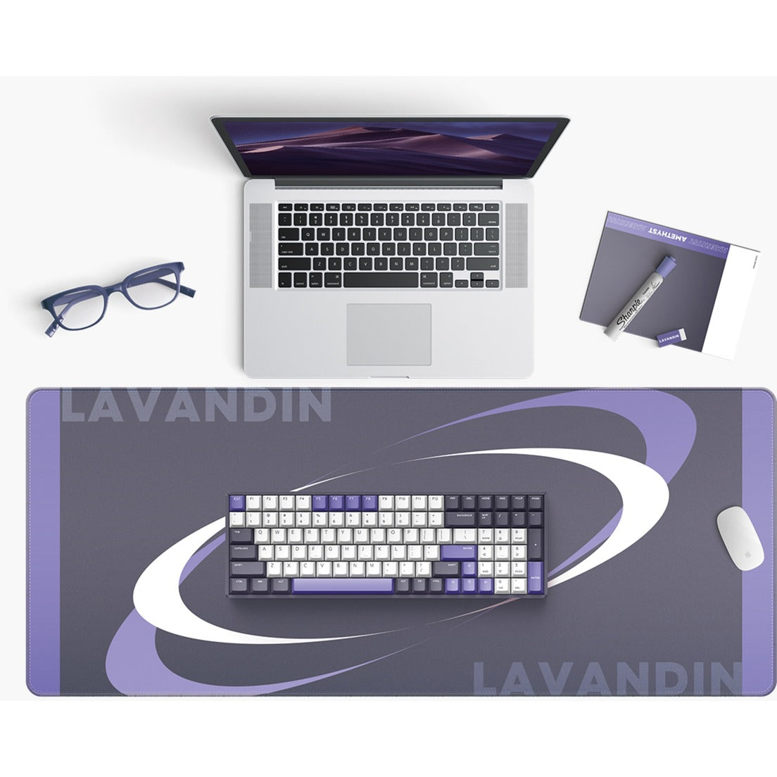 Bezprzewodowa klawiatura mechaniczna Iqunix F97 lavandin (lawendowy, układ amerykański (qwerty), wiśniowy mx cichy czerwony, 96%, diody rgb, możliwość wymiany podczas pracy, pbt, 2,4 GHz | bluetooth 5.1 | usb-c)