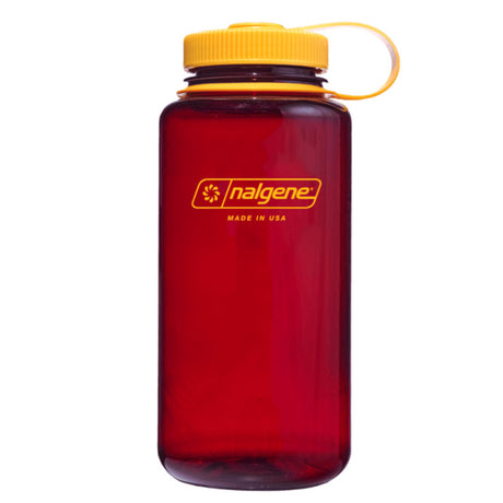 Butelka na wodę Nalgene z szeroką szyjką, 1-litrowa butelka do picia (ciemnoczerwony żółty)