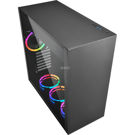 Obudowa midi tower Sharkoon z czystej stali rgb (czarna | 2x usb-a | rgb | okno)