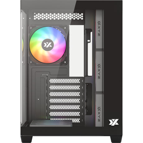 Xyz pc gear tesseract x obudowa midi tower (czarna | 2x USB-A | 1x USB-C | szkło hartowane)