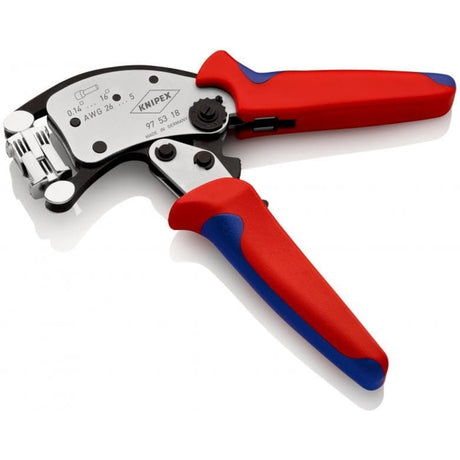 Knipex twistor 16 samonastawnych szczypiec do zaciskania tulejek (czerwony niebieski, z obrotową głowicą zaciskającą)