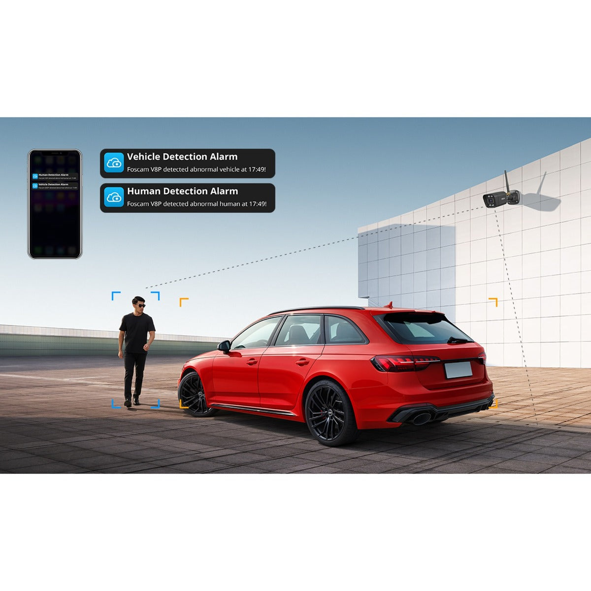 Foscam v8p, dwuzakresowa kamera bezpieczeństwa Wi-Fi 4K 8MP (biała, z alarmem dźwiękowym i świetlnym)