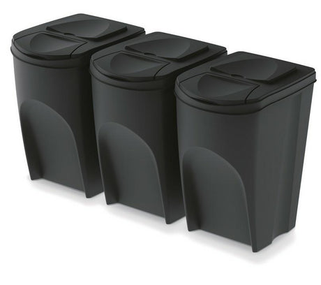 Keden sortibox vuilnisbak 35l ingesteld 3 - zwarte recycling