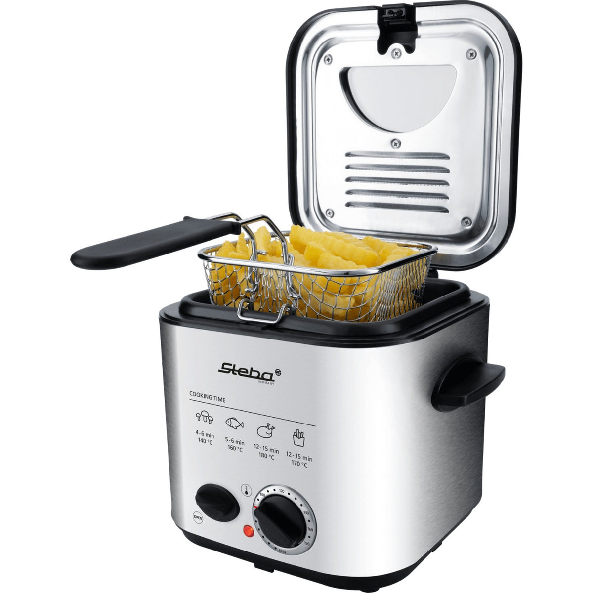 Steba df95f - mini frytkownica do fondue (stal nierdzewna czarna, 1,25 litra)
