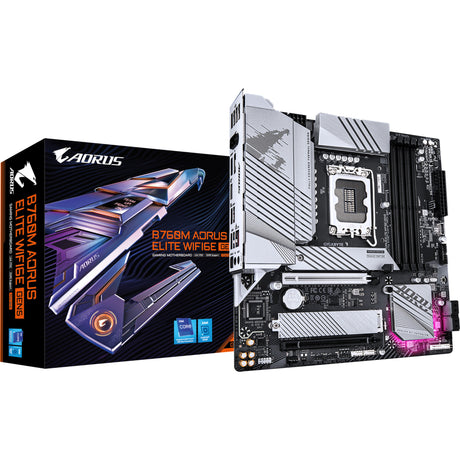 Płyta główna Gigabyte B760M AORUS Elite WiFi 6E Gen5 z gniazdem 1700 (biała, RAID, 2,5 GB-LAN, WiFi 6E, BT 5.3, dźwięk, µATX)