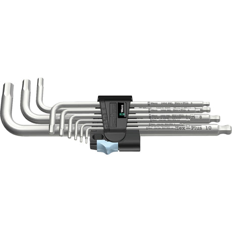 Zestaw kluczy sześciokątnych Wera 3950 9 hex-plus stal nierdzewna 1 (stal nierdzewna, 9 szt., 1,5 mm do 10 mm)