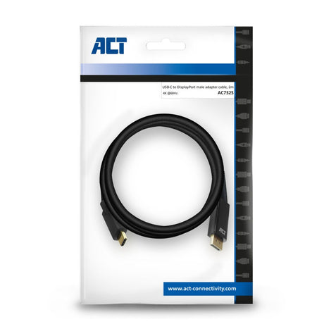 Act Connectivity Kabel USB-C do DisplayPort (czarny, 2 metry, ac7325, 60 Hz 4k (2160p))