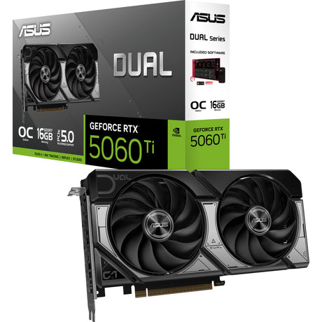 Karta graficzna Asus Dual GeForce RTX 5060 Ti OC 16G (czarna, DLSS 4, 3x Display Port, 1x HDMI 2.1)