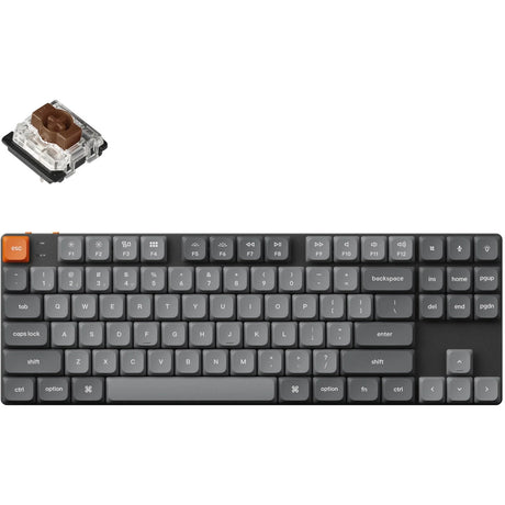 Klawiatura mechaniczna Keychron k1 max-h3 rgb (czarna, układ amerykański (qwerty), gateron low profile 2.0 mechaniczna brązowa, 75%, diody rgb, double-shot pbt, hot swap, 2,4 ghz | bluetooth 5.1 | usb-c)