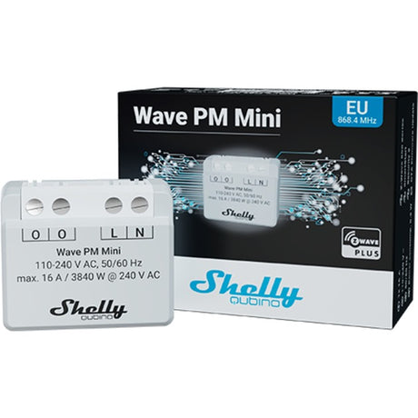Mini przekaźnik Shelly Qubino Wave PM (jasnoszary biały, 1-kanałowy, z-wave)