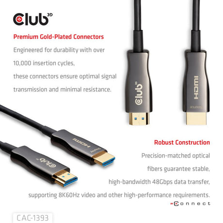Kabel hybrydowy Club 3D HDMI AOC 8K60 Hz 4K120 Hz 50 m (czarny)