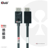 Kabel z certyfikatem Club 3D DisplayPort 2.1 Vesa DP80 męsko-męski (czarny, 1,2 m, 4K 240 Hz, 8K 60 Hz, 80 Gb/s)