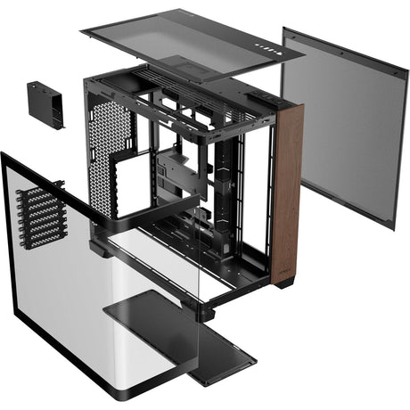 Antec c8 curve drewniana obudowa midi tower (kolor czarnego drewna | 2x USB-A | 1x USB-C | szkło hartowane)
