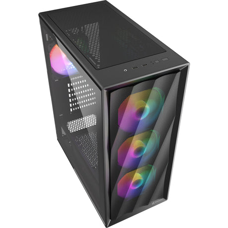 Obudowa midi tower Sharkoon vk4 Rainbow (czarna | 2x usb-a | rgb | szkło hartowane)